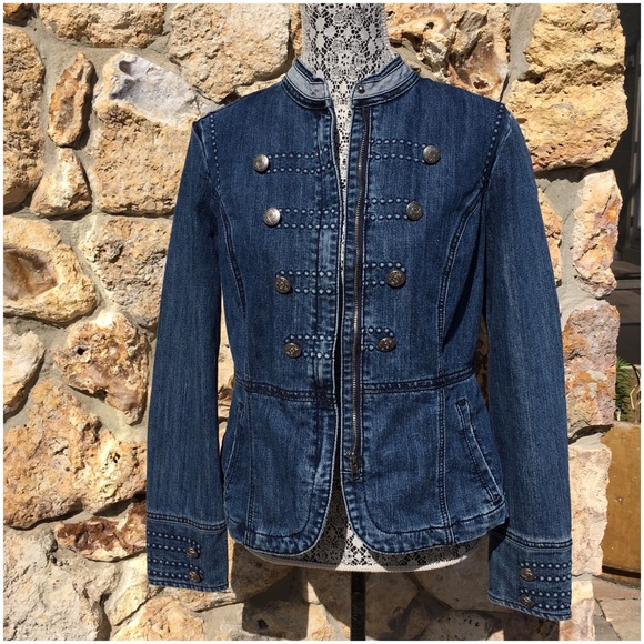 military style jean jacket